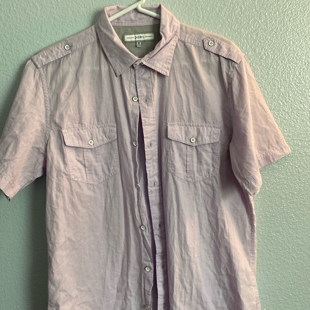 Men’s casual button down shirt short sleeve 100% cotton Med